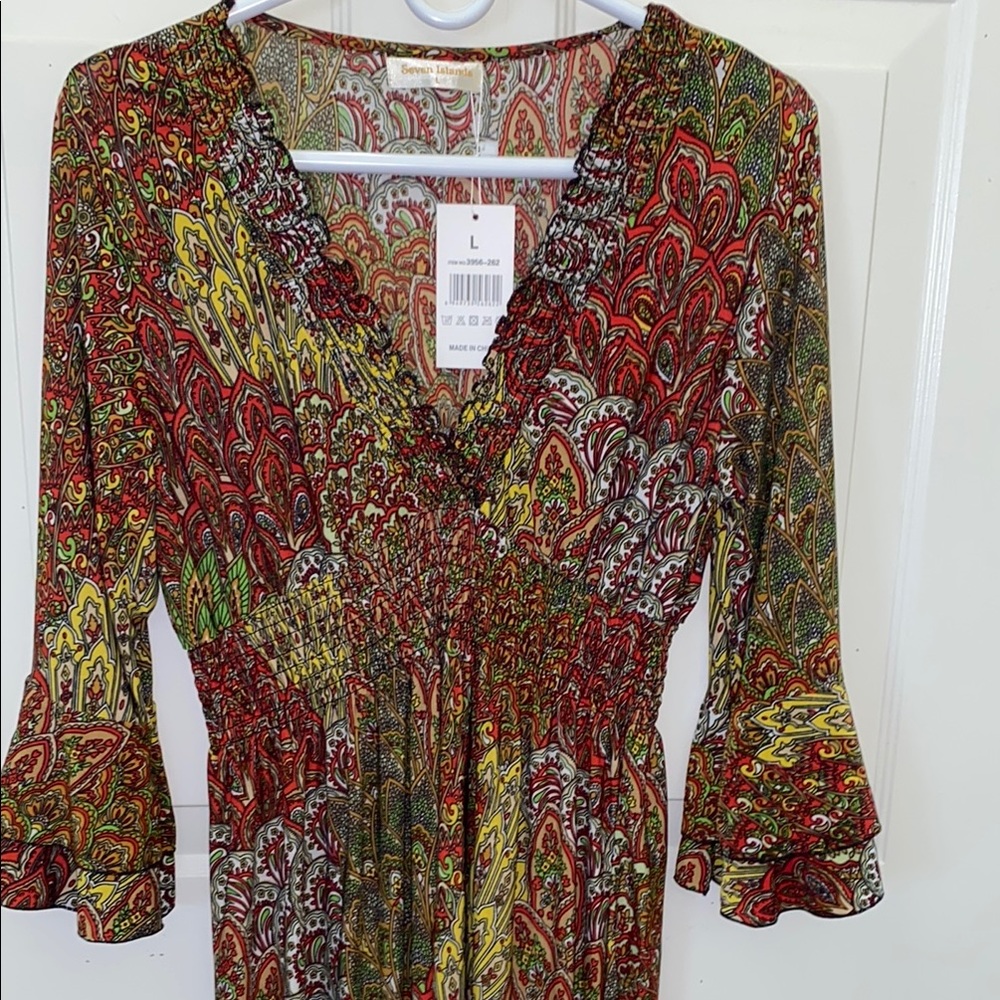 Seven Island Multicolor Paisley Maxi Dress L